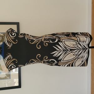 London Times Black with Neutral print Sheath dress sz 14